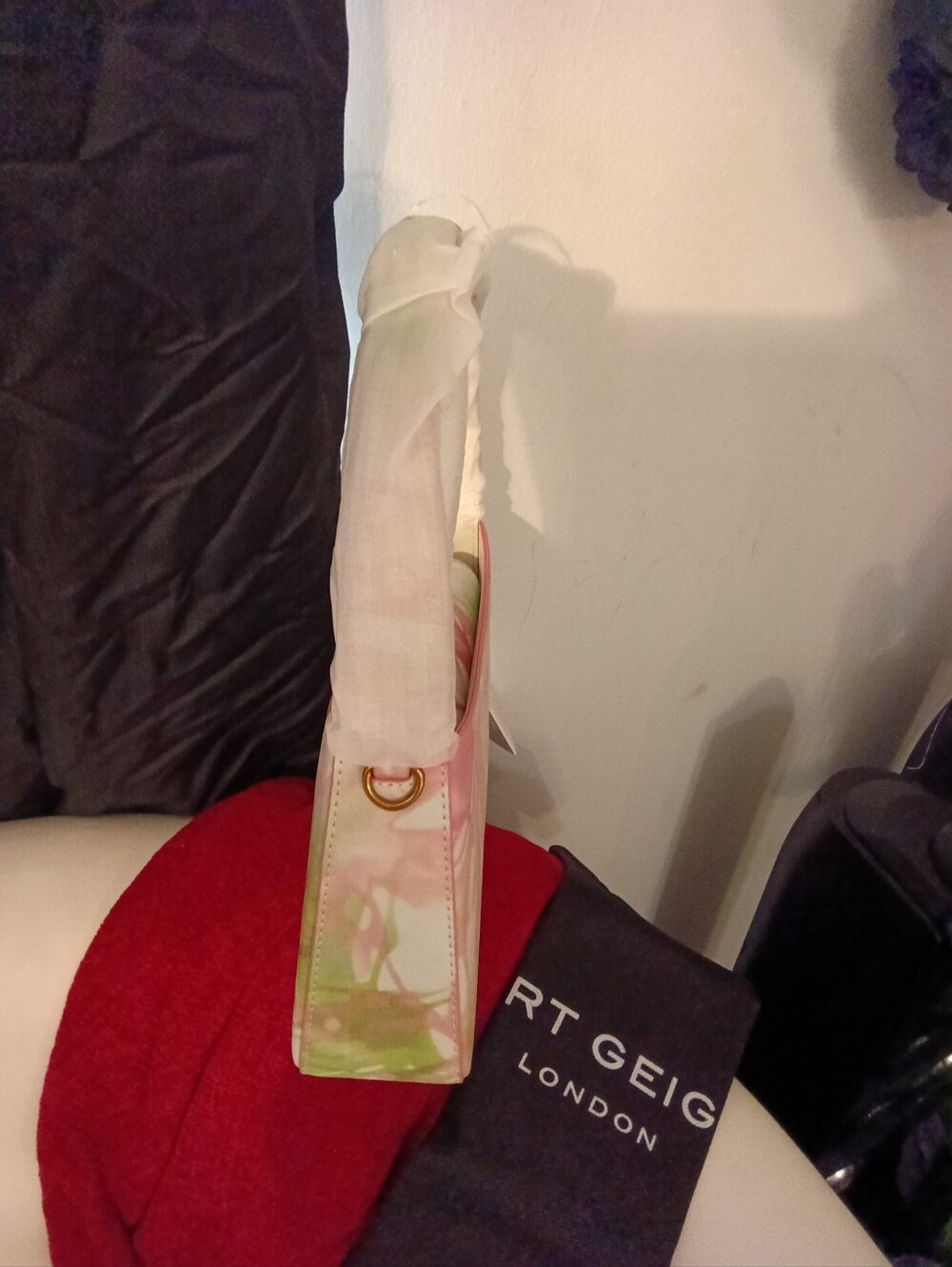 KURT GEIGER LONDON BOND Pastel Pink & Green Tie-Dye Mini Tote - Picture 3 of 9